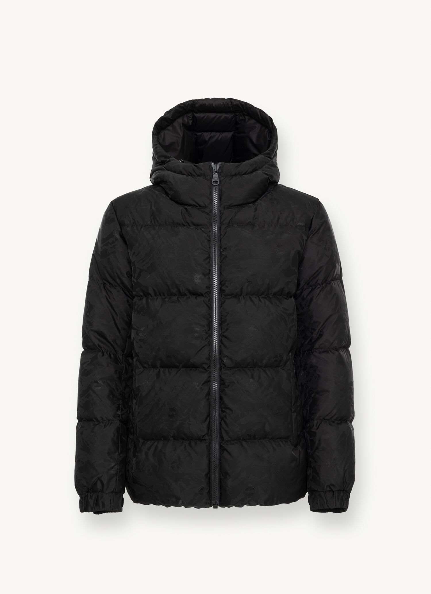 Oversized jacquard down jacket with hood colour BLACK | Colmar