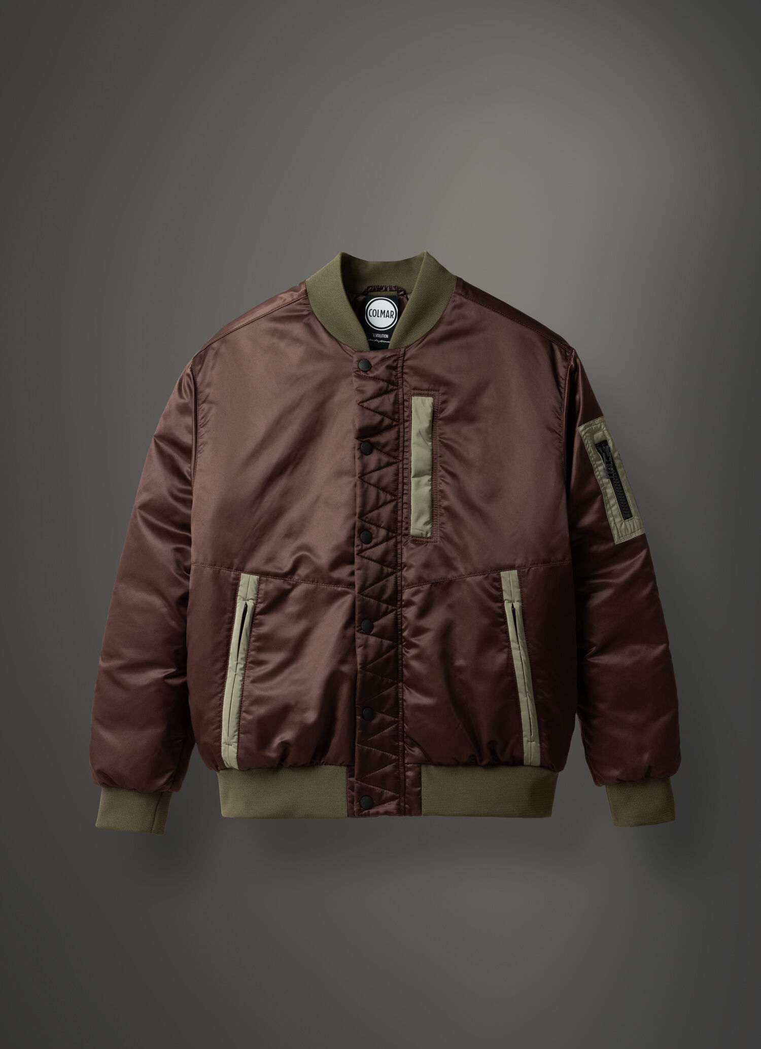 Shiny satin colourblock maxi bomber jacket