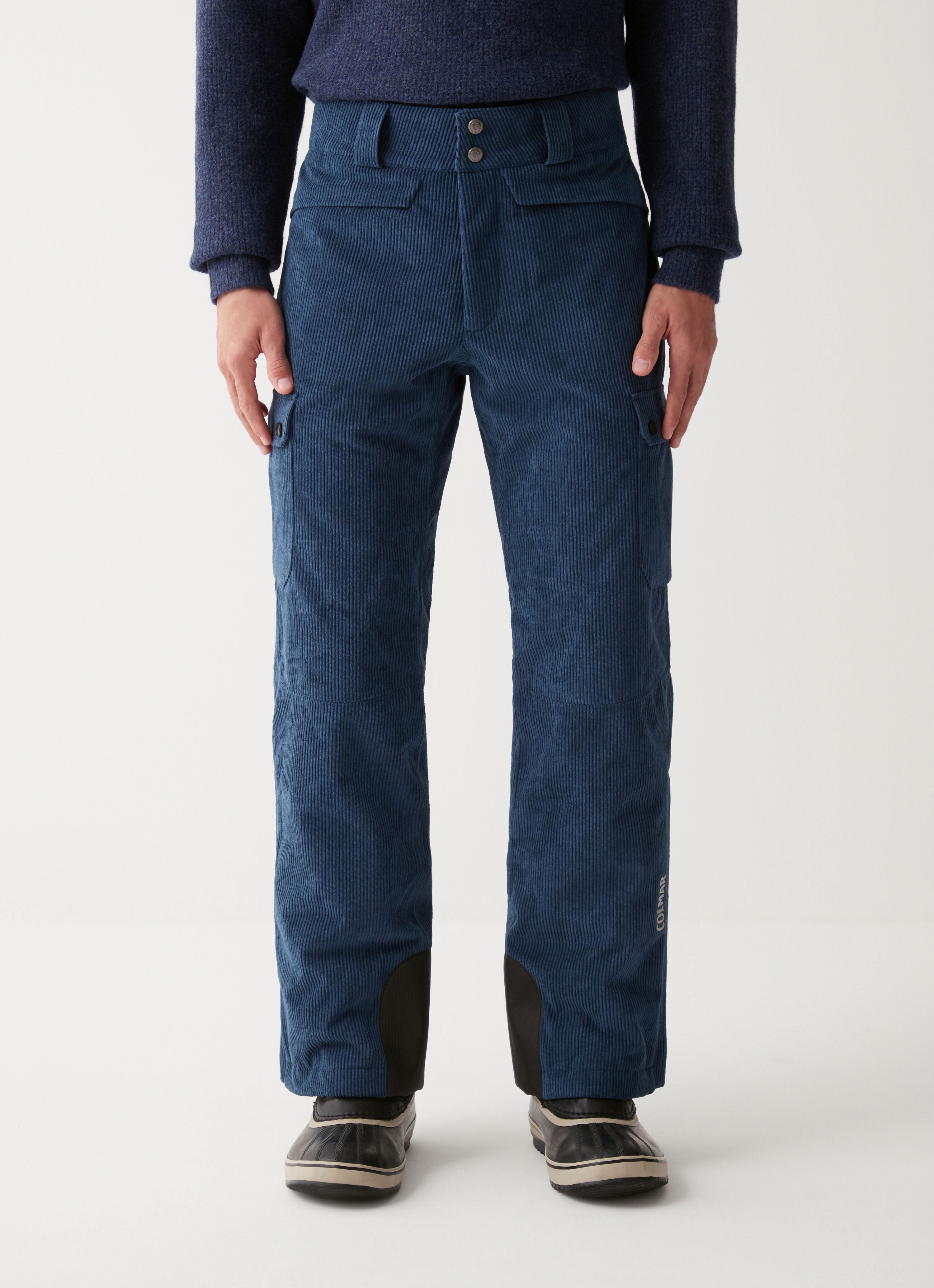 Velvet ski trousers with side pockets