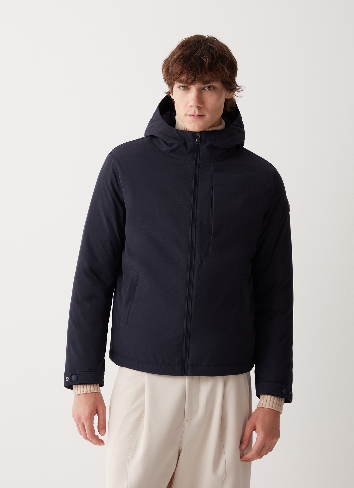 Wool-effect down jacket with fixed hood | Colmar